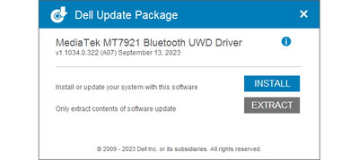 MediaTek Bluetooth MT7922 Driver version 1.1034.0.322